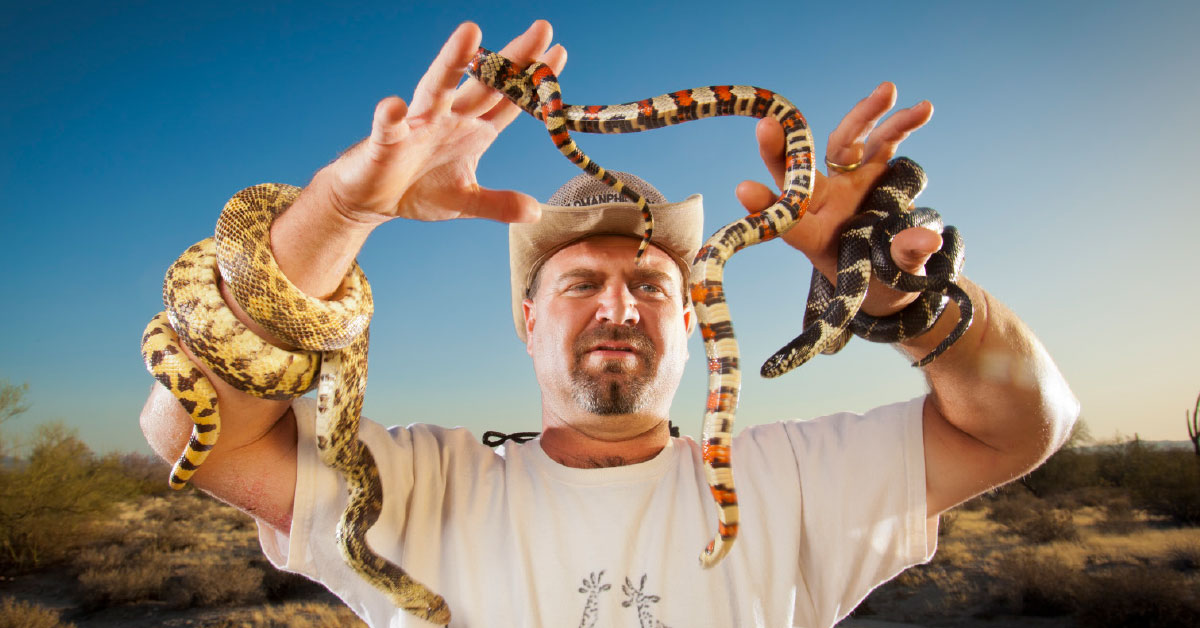 Wildman Phil with snakes