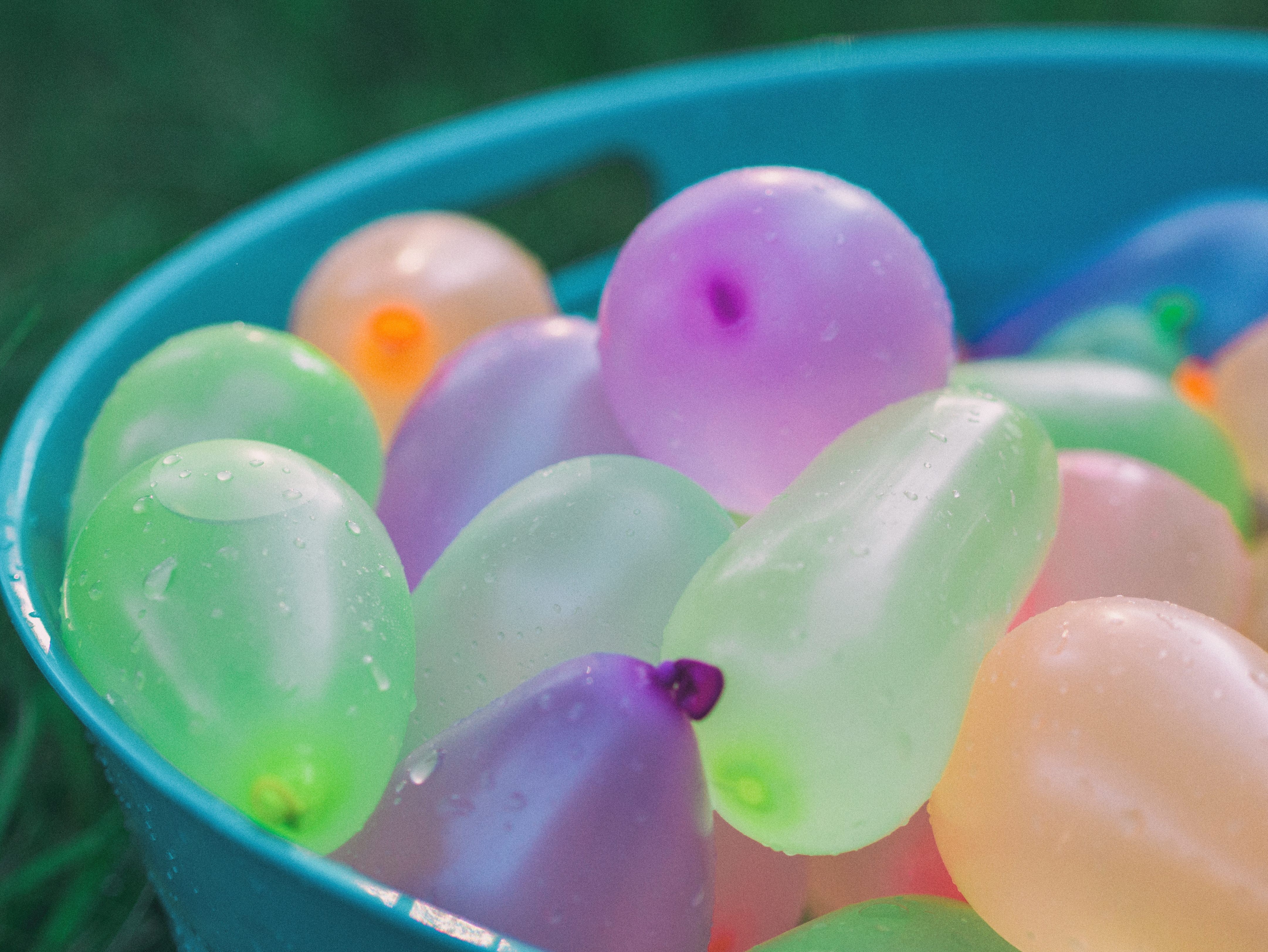 Water balloons in a bucket
