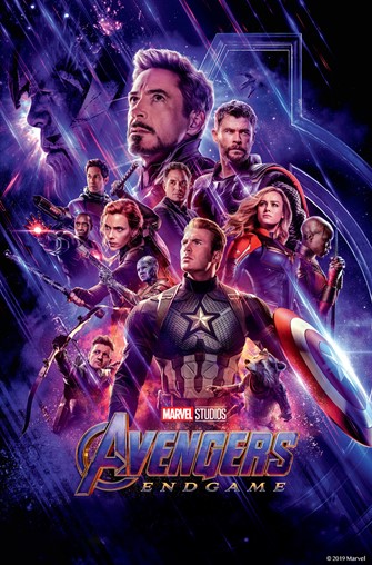 The entire Avengers Team with Thanos in the background.