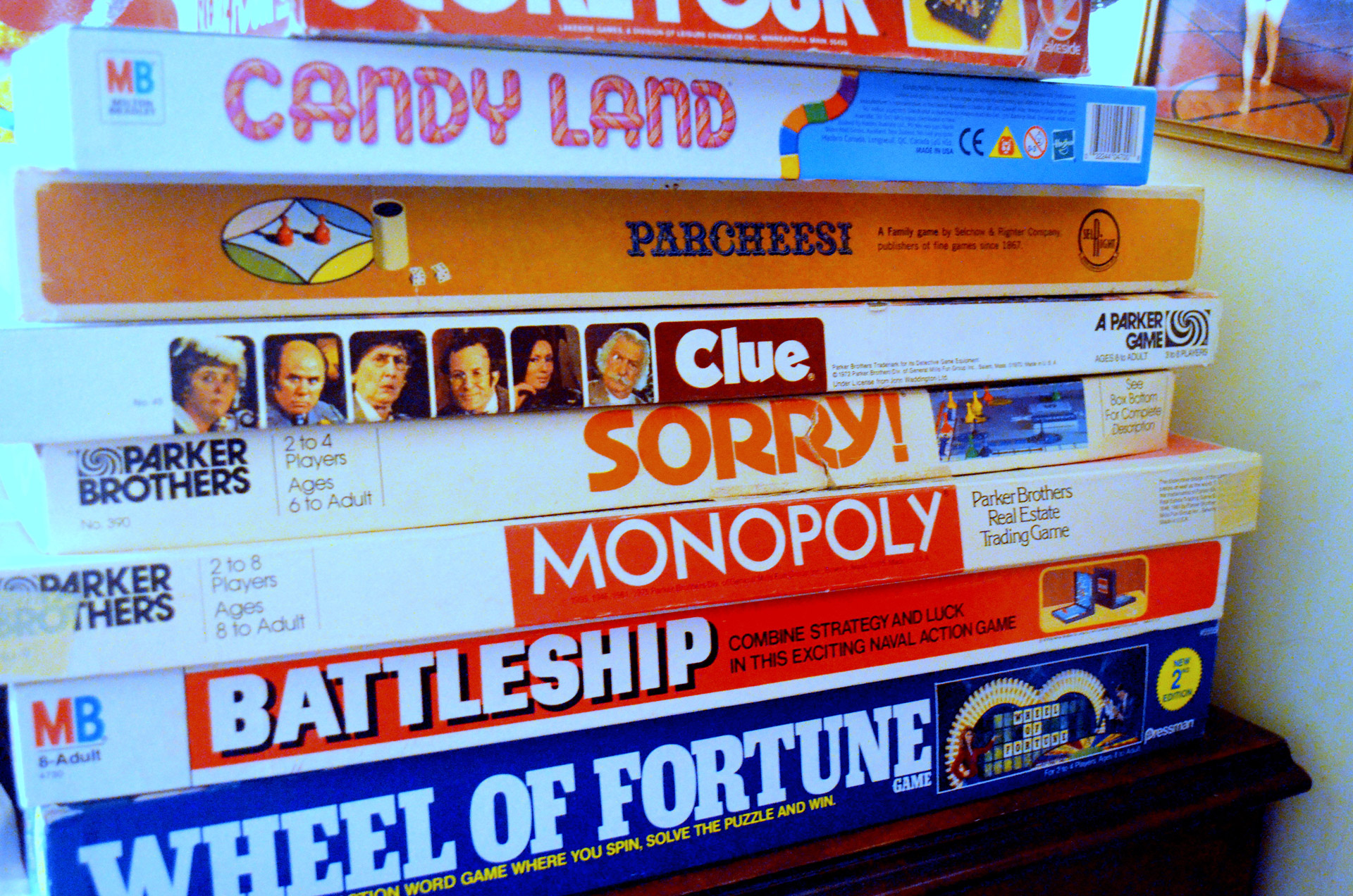 Photo of a stack of board games