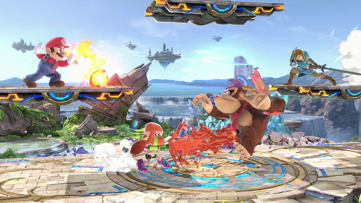 Super Smash Bros. characters battling against each other