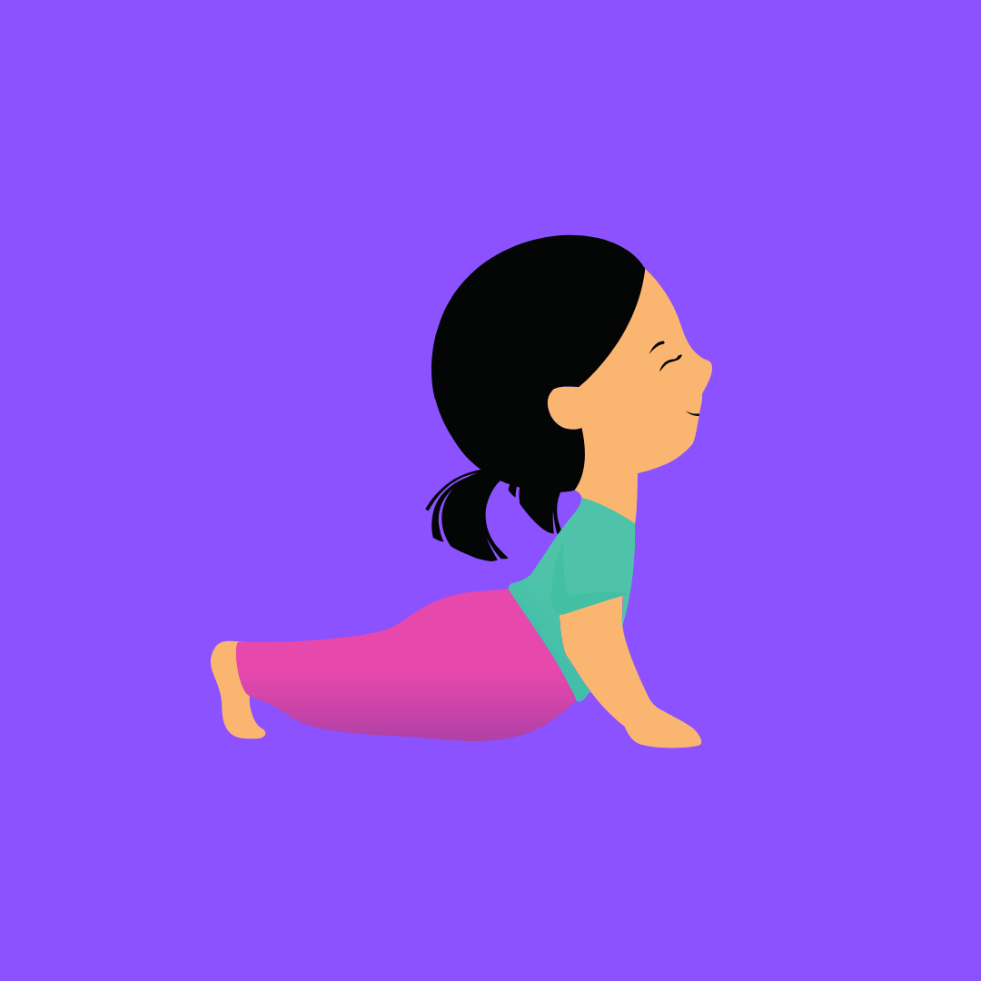 Girl doing yoga pose with purple background