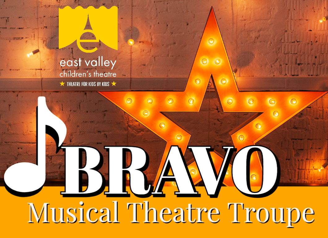 Light up star with "bravo musical theatre group" text in front