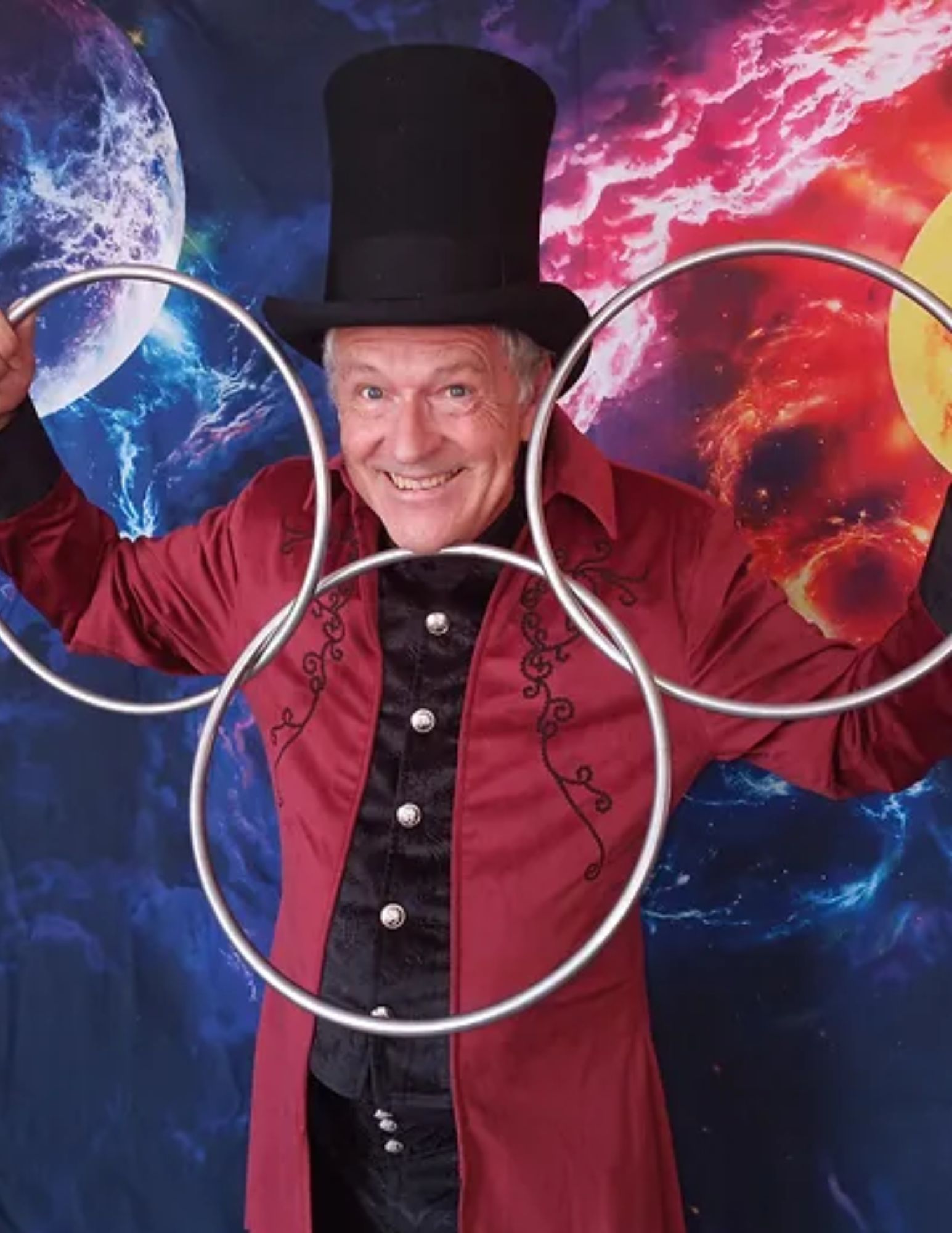 Magician in top hat with magical three rings