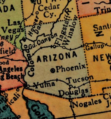 state of Arizona on a map