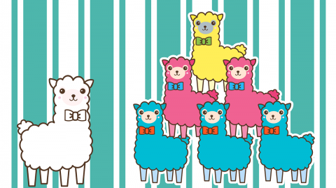 Multi-colored llamas wearing bowties