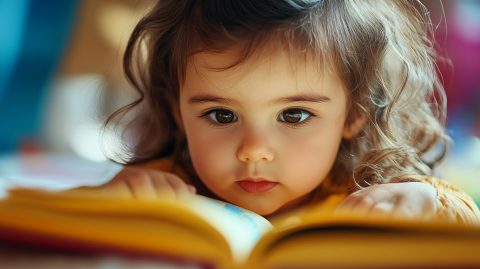 Little child reading 