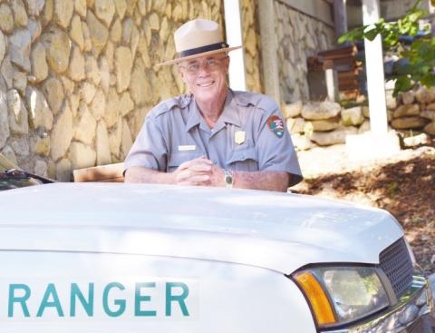 Photograph of presenter Stephen A. Engelhardt in his Park Ranger uniform.