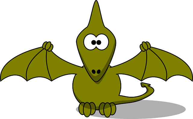 green Pterodactyl with wings spread 