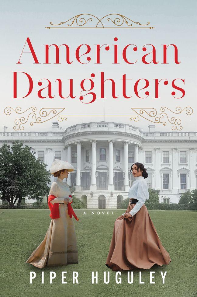 book cover for American Daughters, depicting two young women on lawn in front of White House