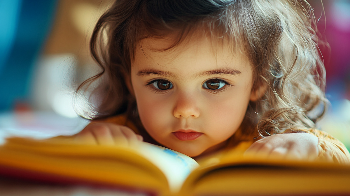 Little child reading 