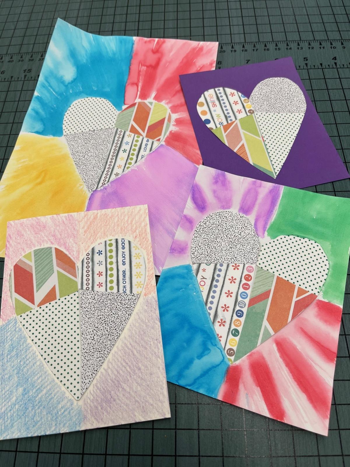 colorful collaged hearts