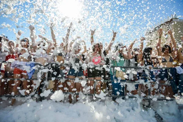 kids having fun in a foam party